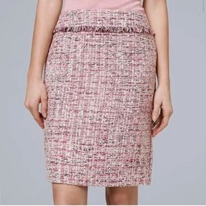White House Black Market Sari Pink Tweed Mini Skirt In 4